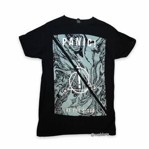 Hot Topic Panic! at the Disco Graphic Band Merch Blue & Black Tee Shirt